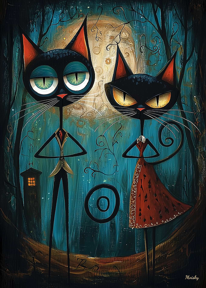 Midnight Whiskers: Steampunk Cat Duo