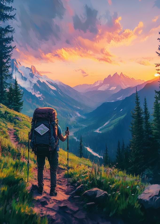 Hiker at Sunset
