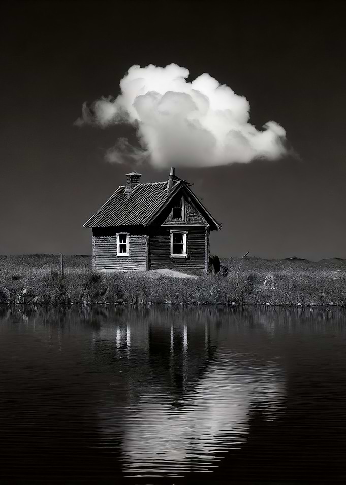 Lonely Cabin by the Lake