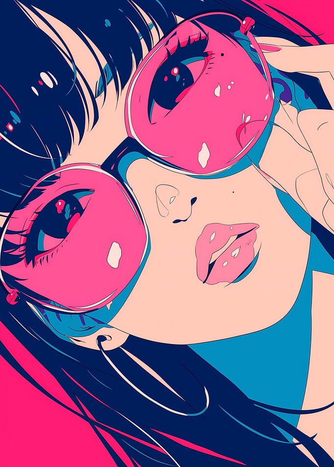 Anime Girl in Pink Sunglasses