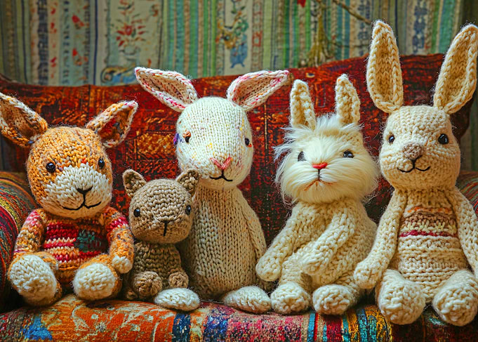 Knitted Bunny Family