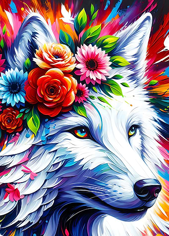 Acrylic Majestic Blossoming Wolf