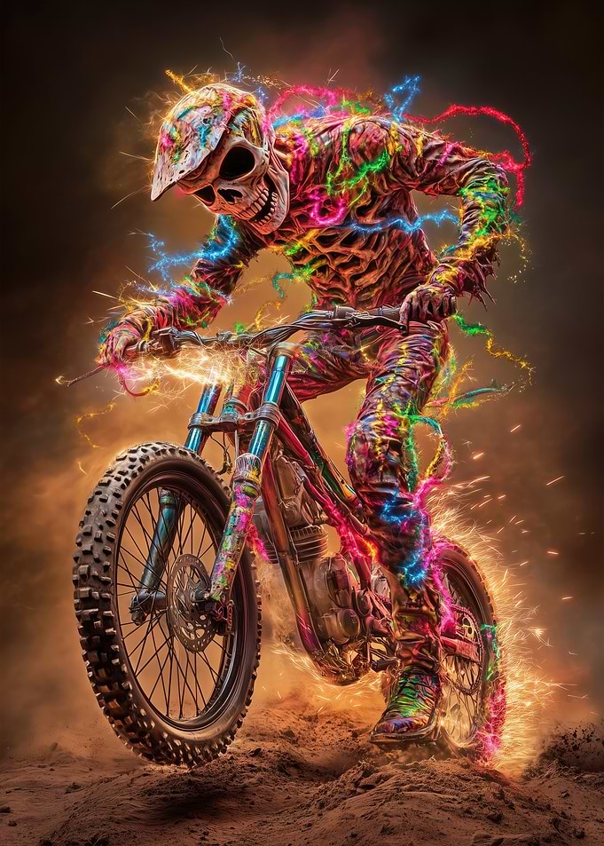 Skeleton Motocross Rider