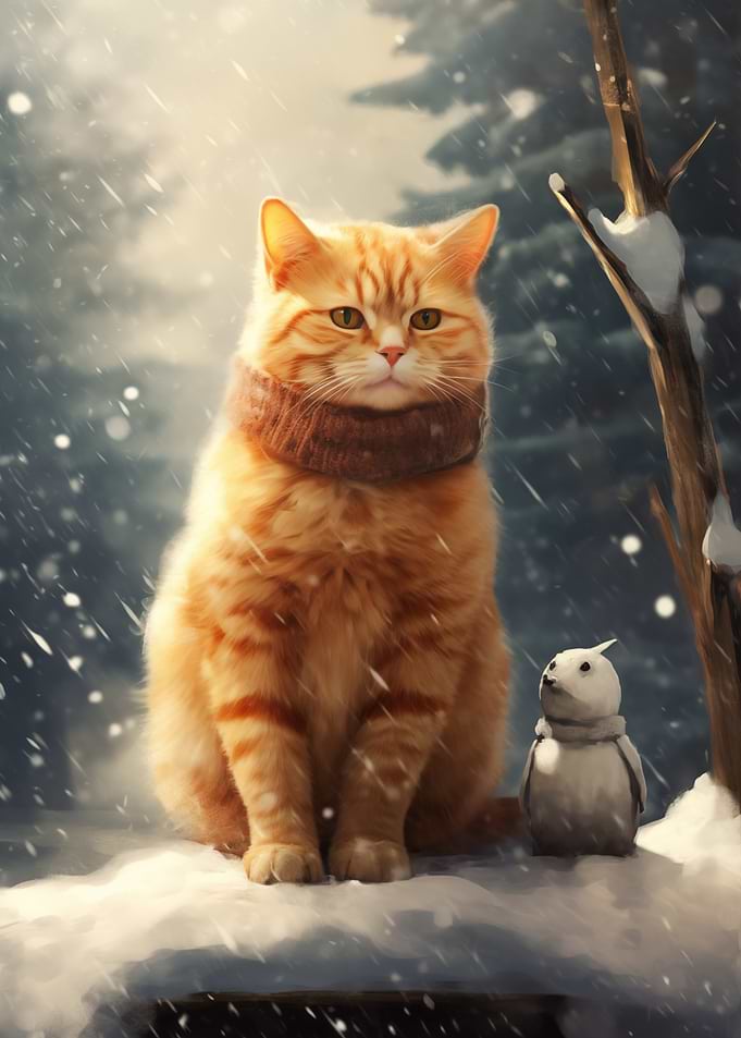Cat in Winter Wonderland