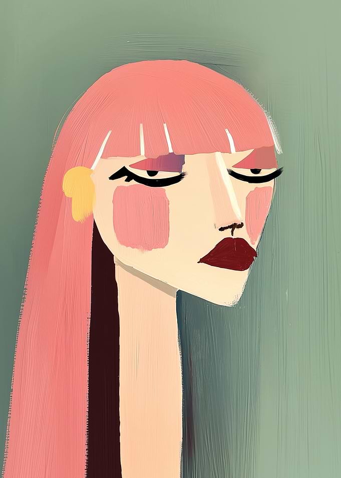 Pink Hair Woman Portrait