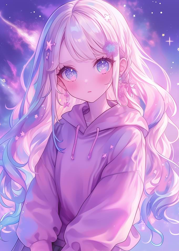 Anime Girl with Galaxy Hair