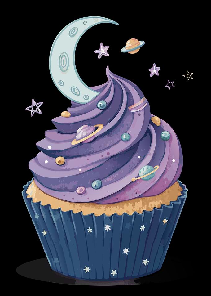 Celestial Cupcake - Whimsical Galaxy-Inspired Dessert - Space Cupcake
