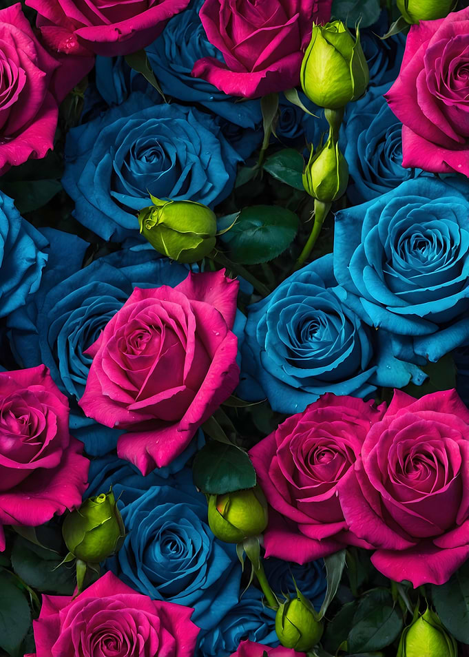 Blue and Pink Roses