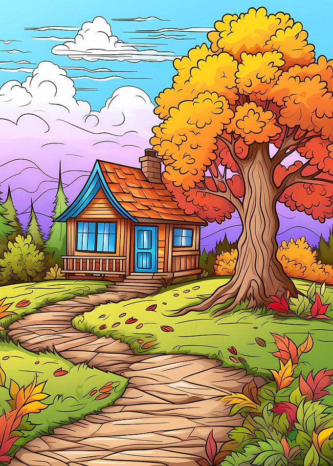 Autumn Cabin in the Woods