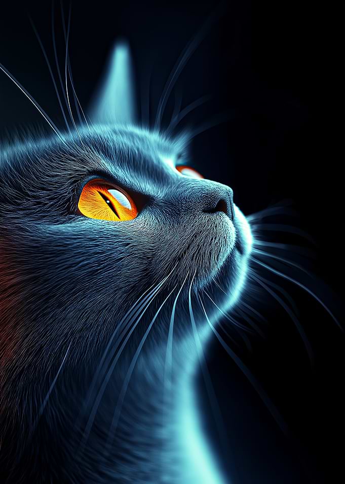 Cat with Glowing Eyes