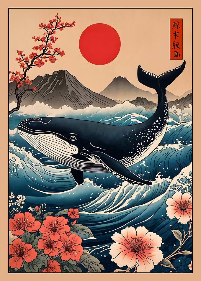 Whale Japanese Waves