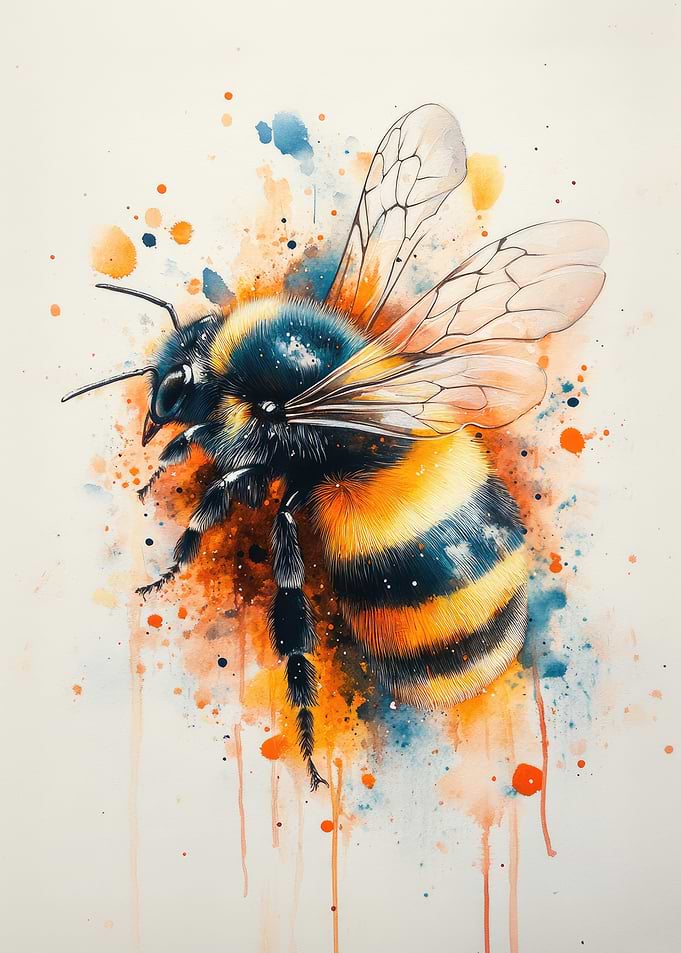 Bumblebee Watercolor Art