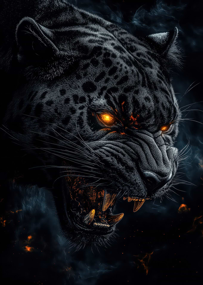 Black Panther with Fiery Eyes