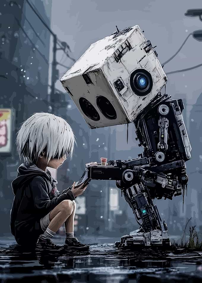 Robot and Child in Xmas City