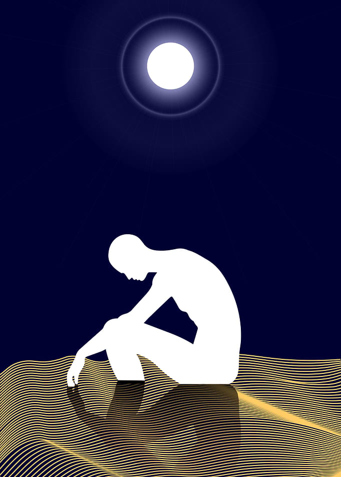 tired Silhouette Under Moonlight