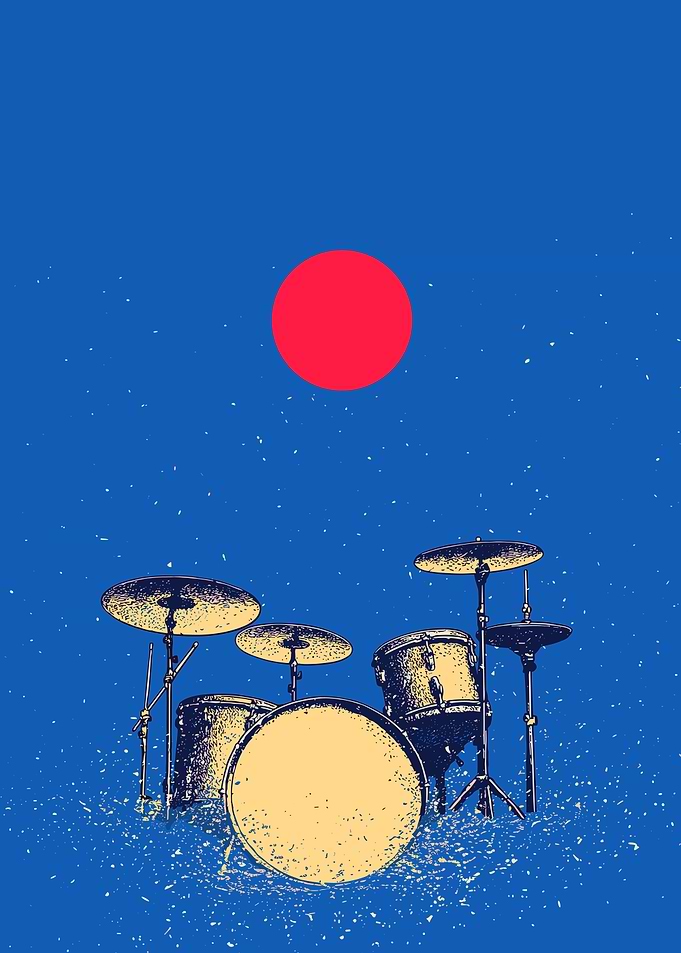 Drum Set Under Red Sun