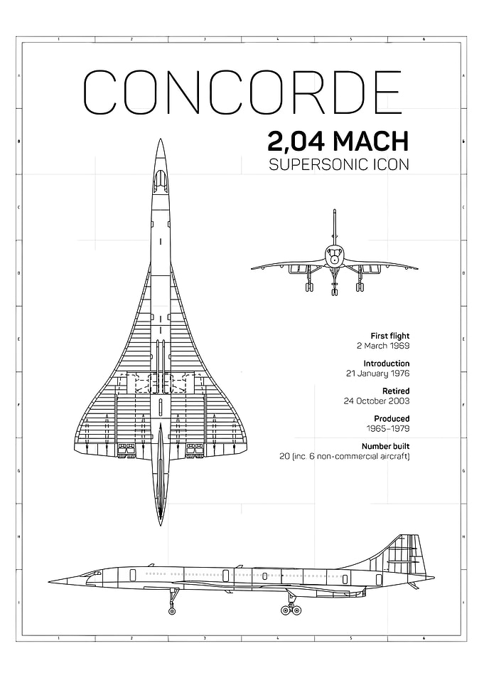 Concorde Supersonic Jet Blueprint