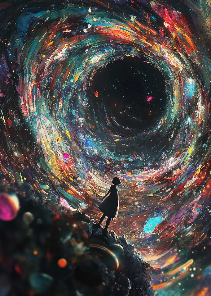 Girl Facing Black Hole