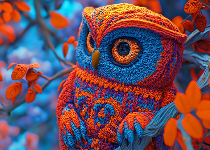 Knitted Owl in Autumn