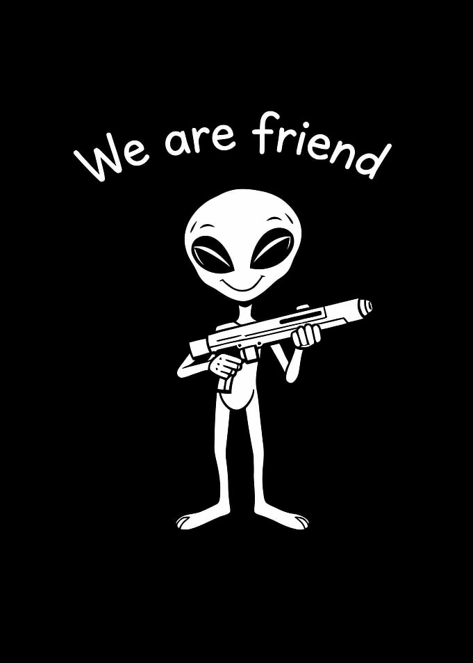 Funny Alien with Gun