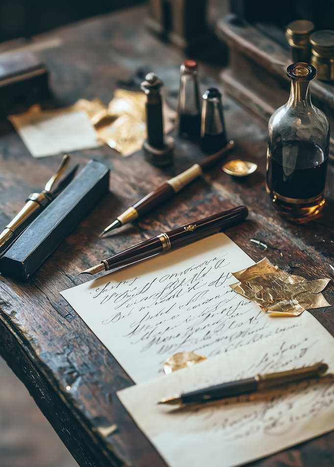 Vintage Calligraphy Writing Desk