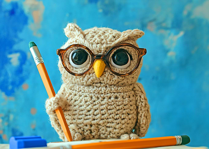 Crocheted Owl with Glasses