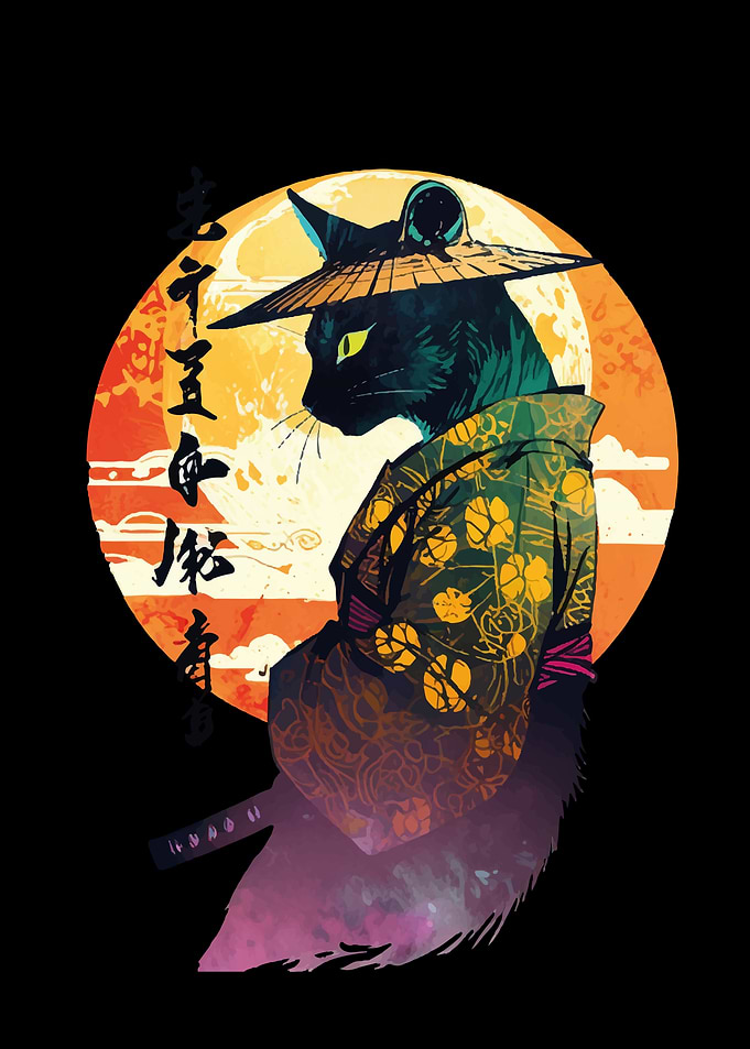 Samurai Cat Illustration