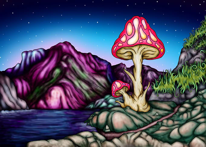 Psychedelic Mushroom Landscape