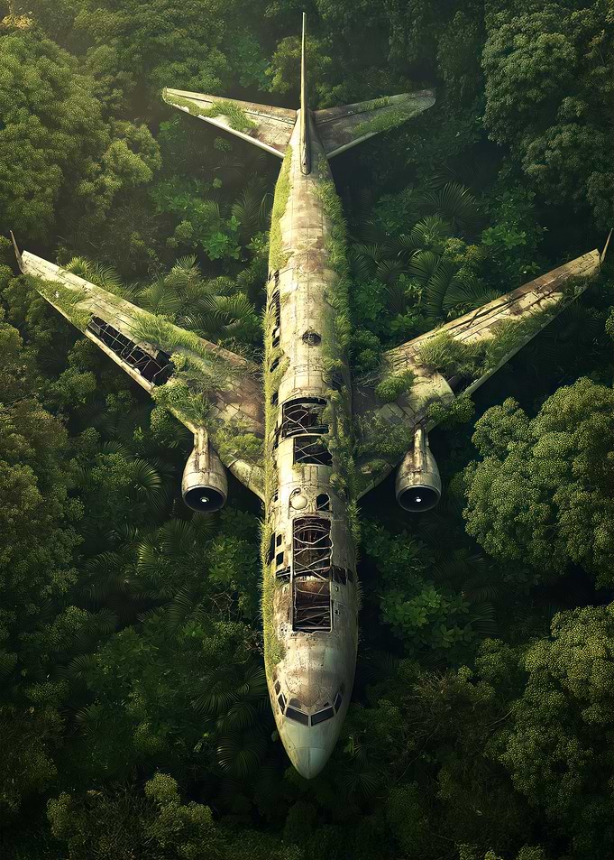 Airplane Wreck in Jungle