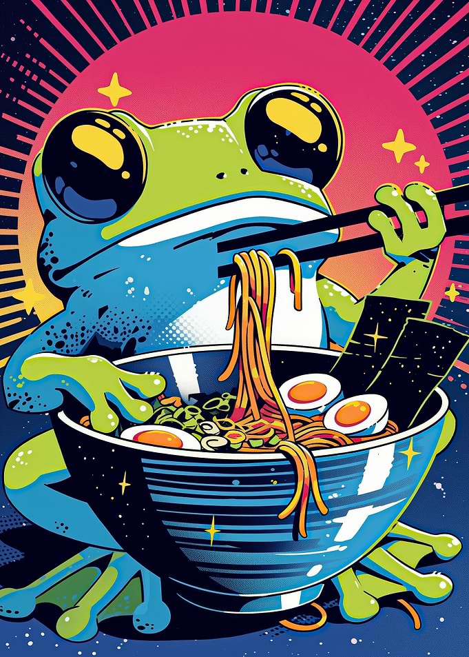 Frog Eating Ramen