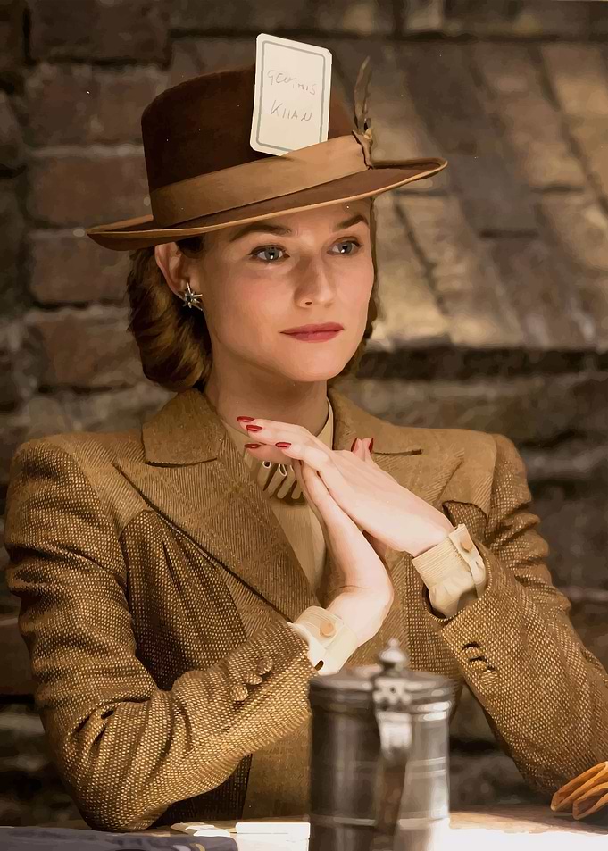 Woman in Brown Suit and Hat