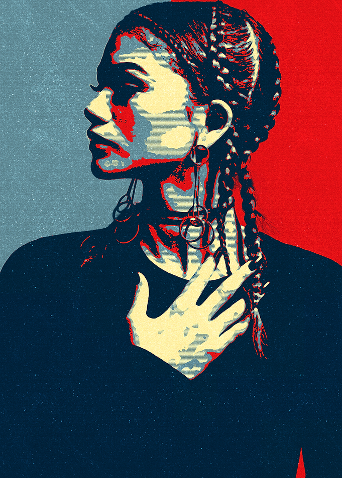 zendaya in Blue and Red
