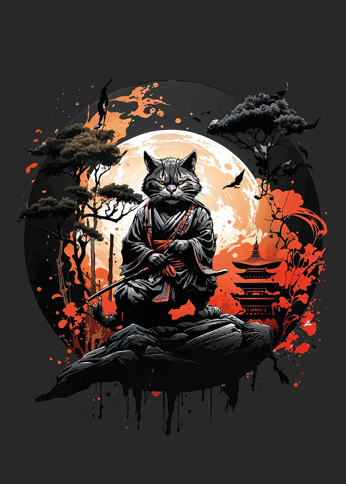 Samurai Cat Comic Artwork