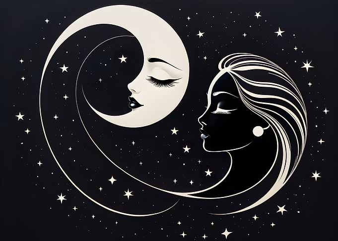 Moon and Woman Silhouette