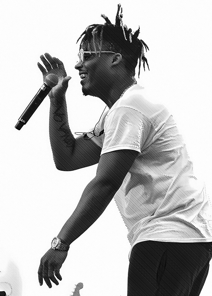 Juice Wrld Black and White Portrait