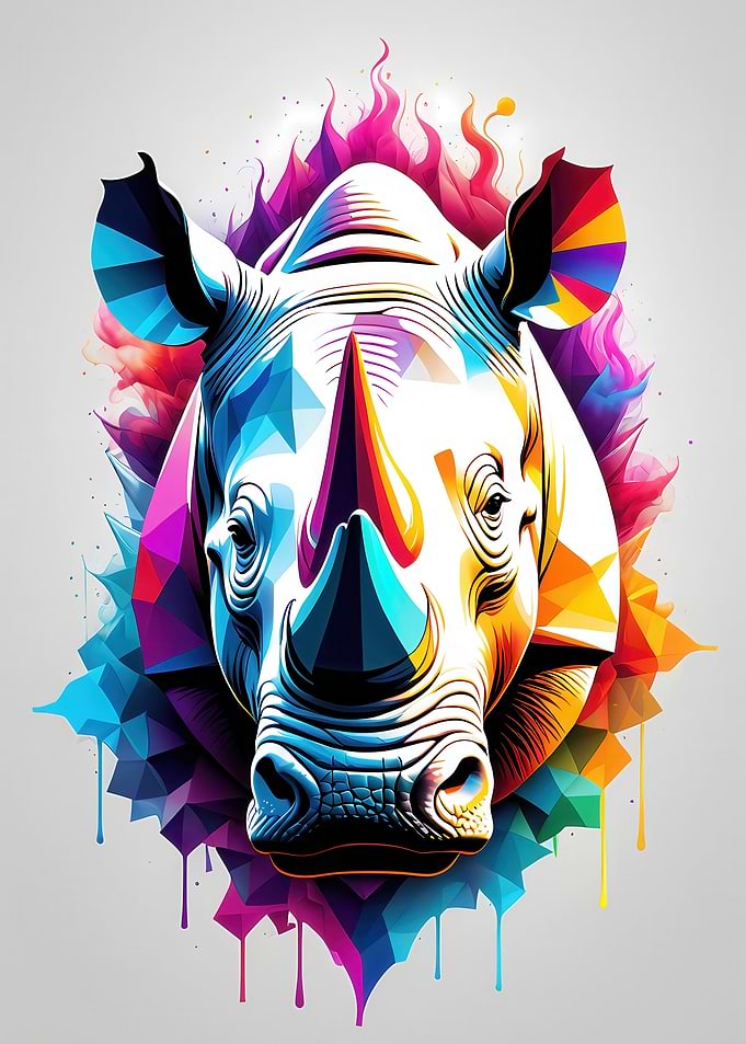 Colorful Rhino Portrait