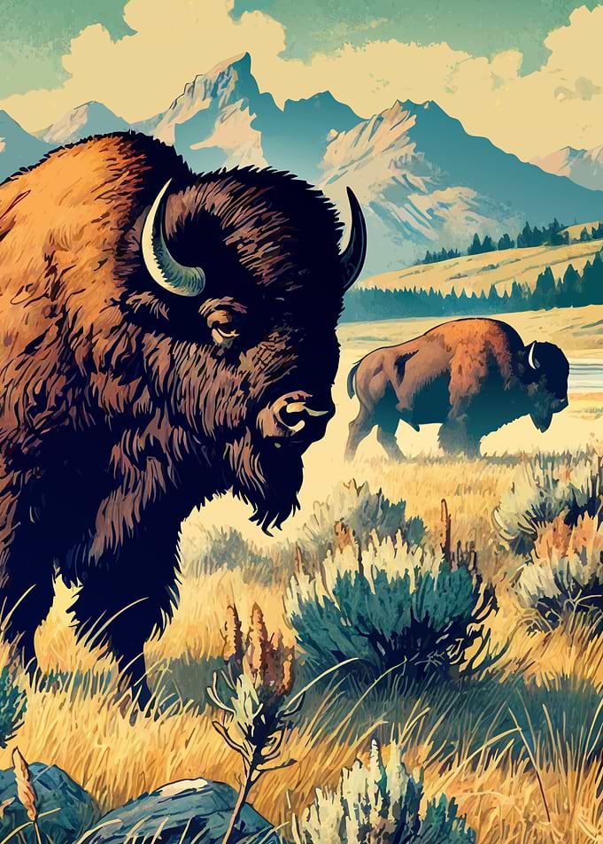Bisons in Yellowstone National Park