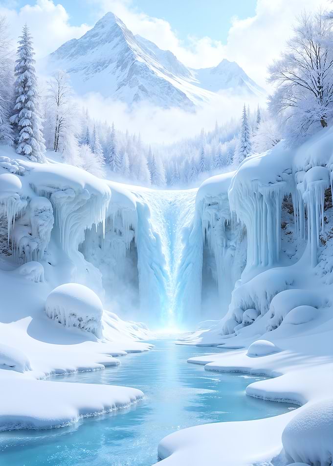 Frozen Waterfall Landscape