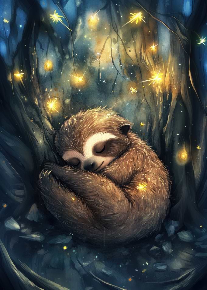 Sleeping Sloth in Forest