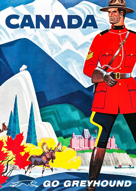 Canada Travel Poster — retro travel art printed on metal