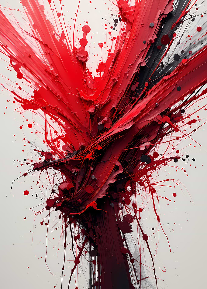 Red and Black Abstract Art