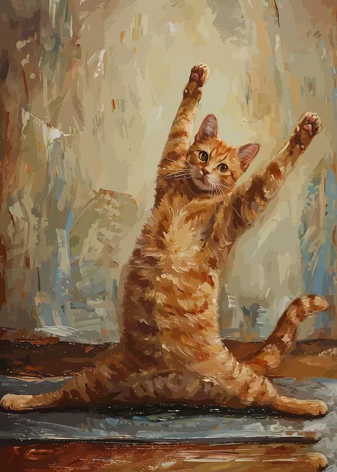 Orange Cat Stretching