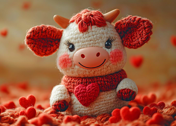 Crocheted Cow Plush Toy