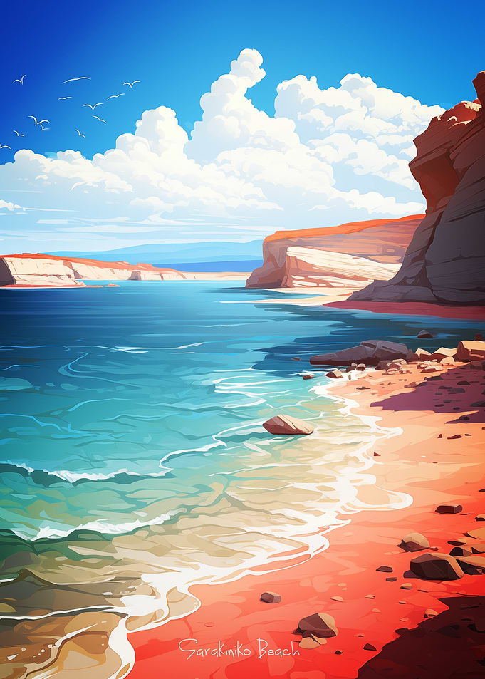 Sarakiniko Beach Oil Painting