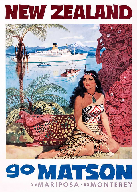 New Zealand Travel Poster — retro travel art printed on metal
