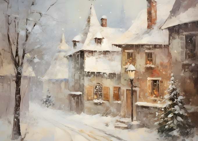 Snowy Village Street