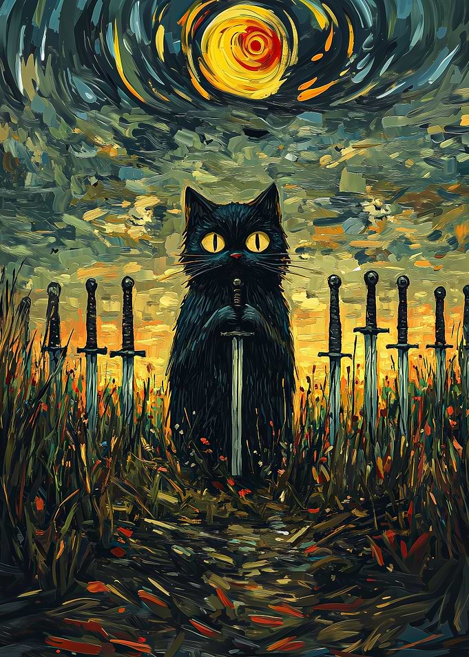 Black Cat with Sword