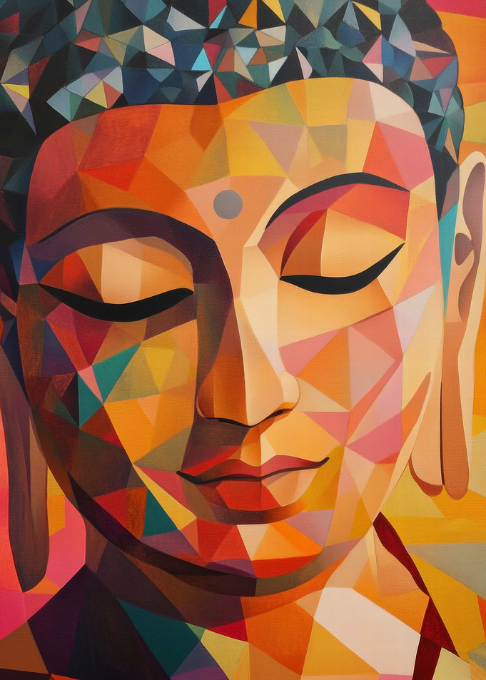 Buddha Portrait in Geometric Style