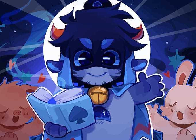Cute Anime Character with Book