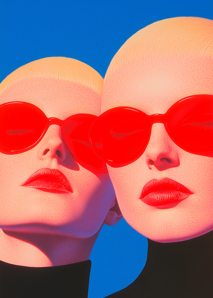 Two Women in Red Sunglasses